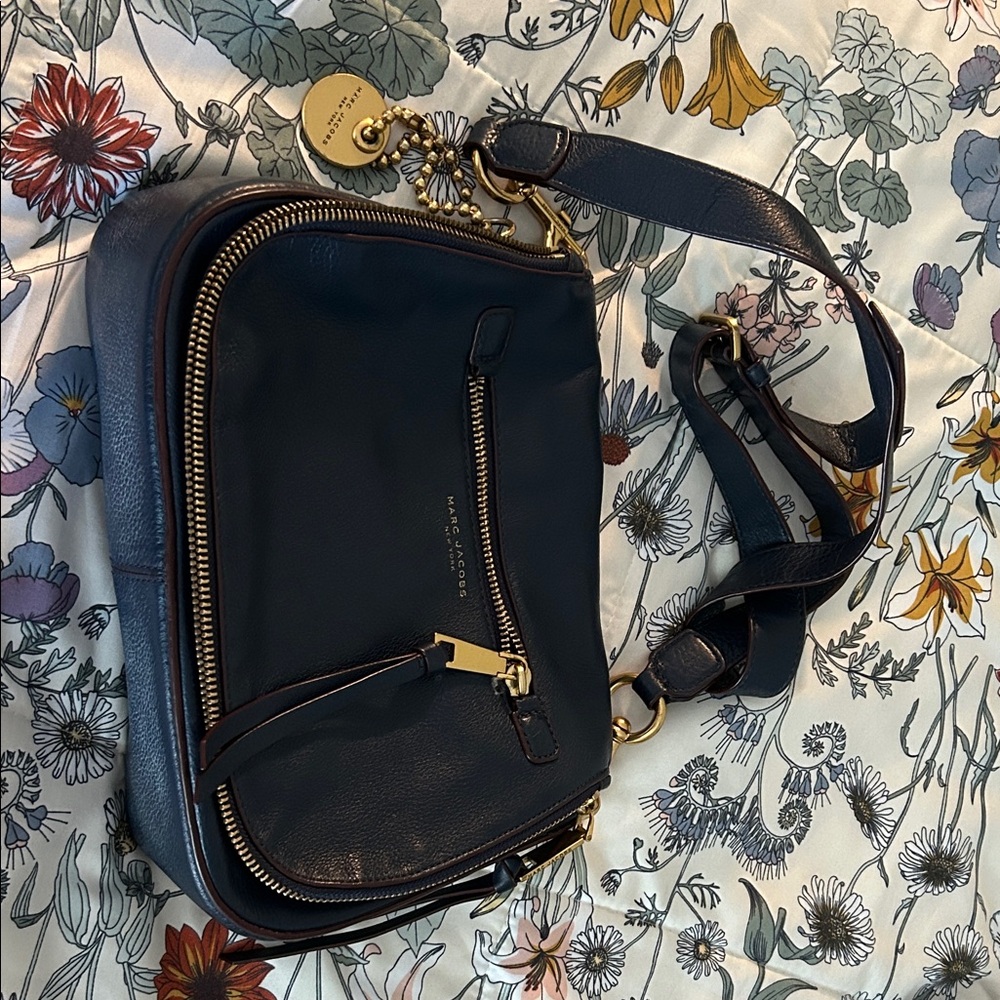 Marc Jacobs Dark Blue Leather Crossbody Bag